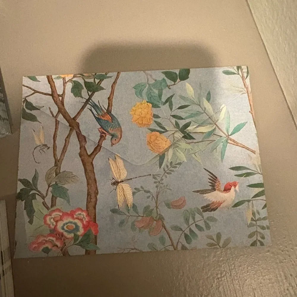 New  with box GUCCI blue Tian bird flower & nature print card envelope set